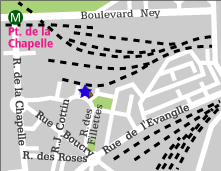 パリのパン屋　オ・ダック・ドゥ・ラ・シャペル地図