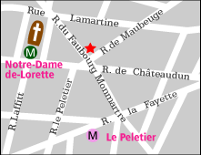 パリのカフェ　ザ・ブルーカフェ　地図
