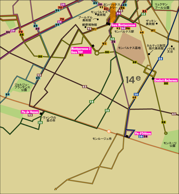 フランス便利情報 パリのバス路線図j