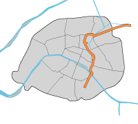 パリのメトロ5号線路線図