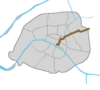 パリのメトロ11号線路線図