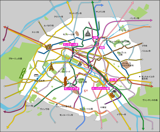 フランス旅行パリ旅行便利情報 パリのメトロ パリのメトロ路線図